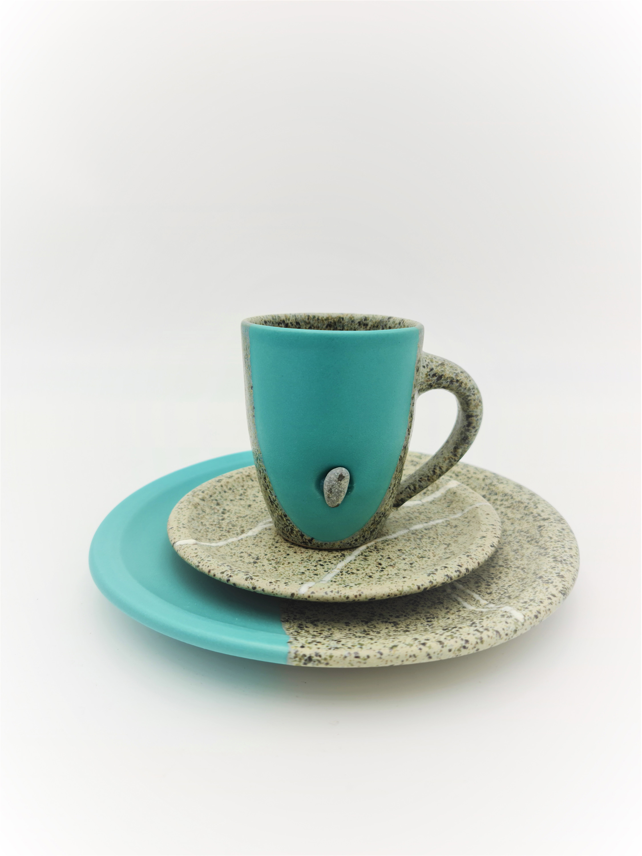 Kaffeetasse Keramik | Kaffeetafelset  | türkis 