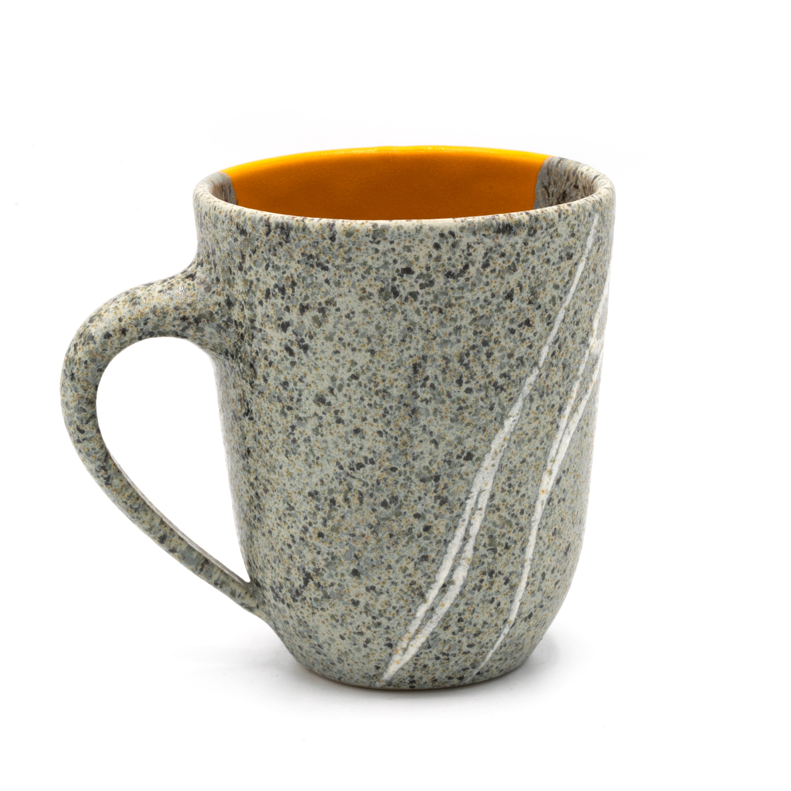 Kaffeebecher Keramik | Kaffeepott mit Rheinkiesel | orange