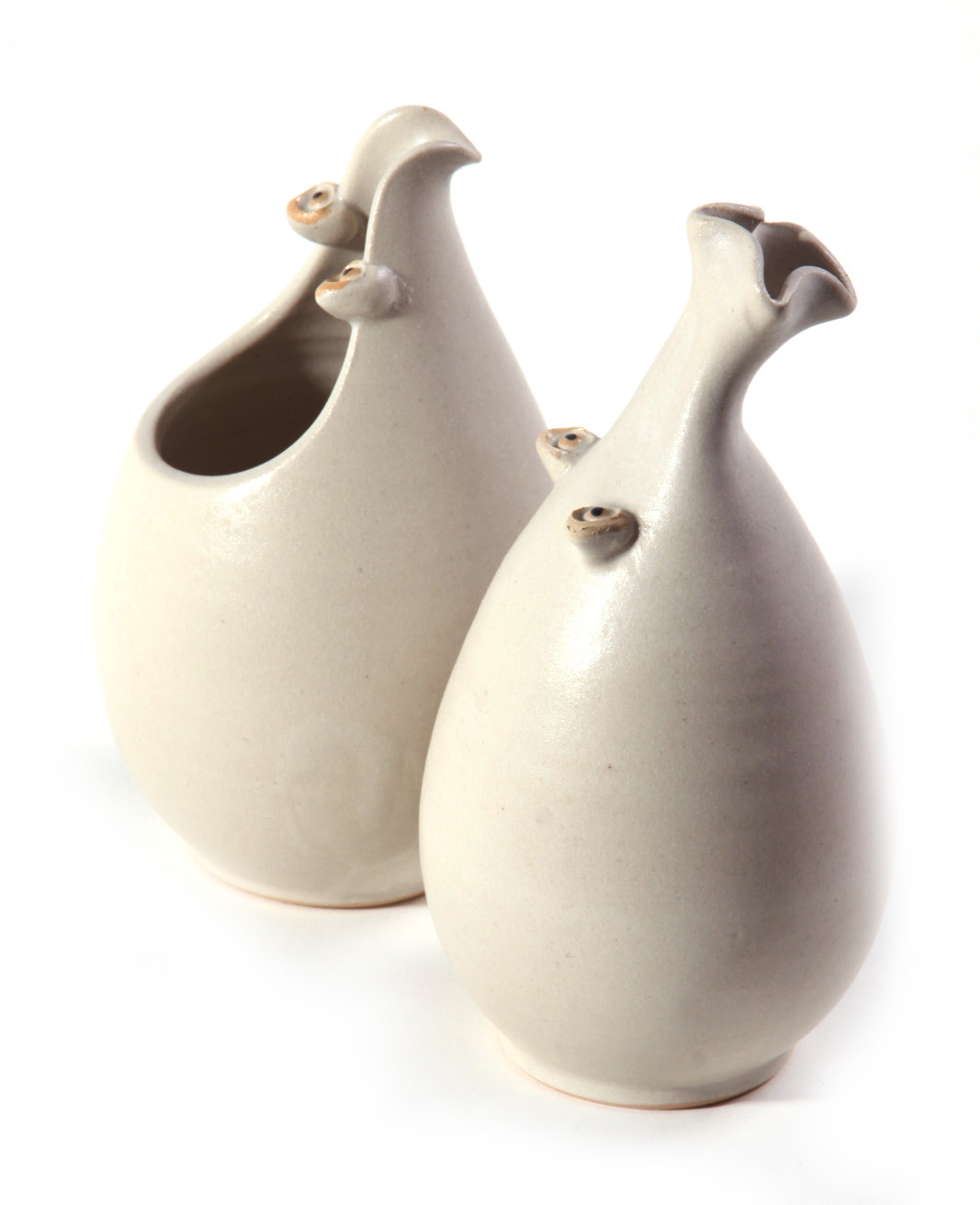 Milchkännchen Keramik  | Zuckerstreuer Keramik | Rüssler & Milchmädchen im Paar | Set | cremeweiß