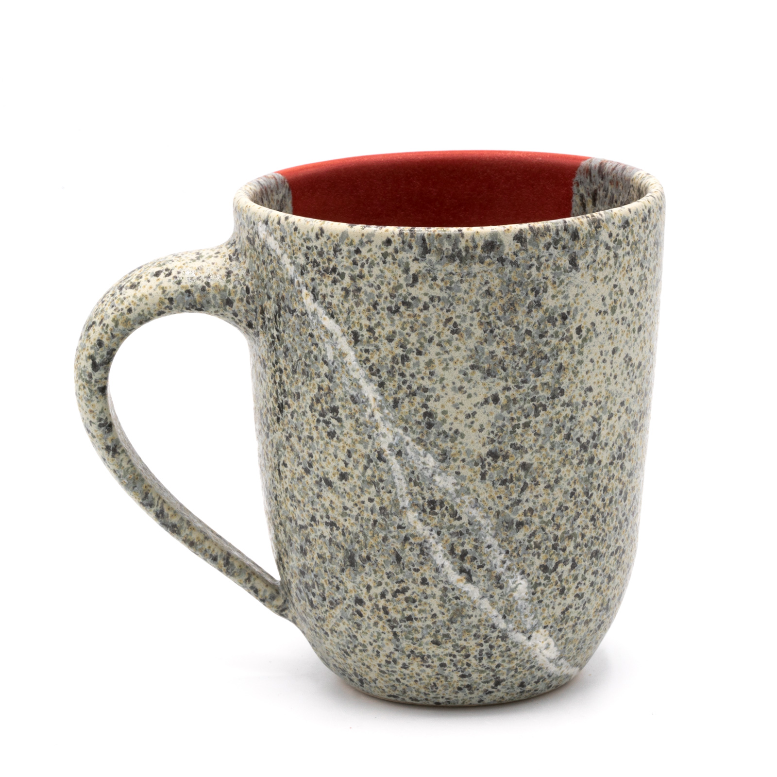 Kaffeebecher Keramik | Kaffeepott mit Rheinkiesel | rot