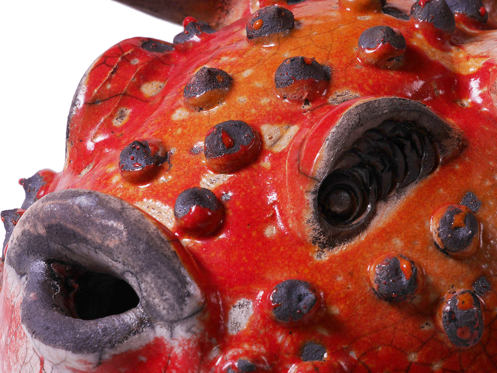 Keramik Fisch | Fugu Fisch | Kugelfische rot/orange