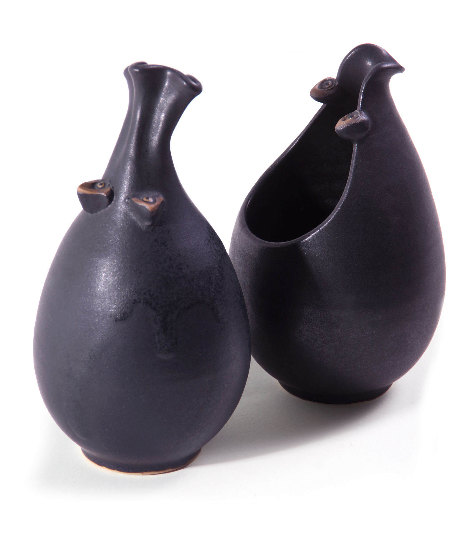 Milchkännchen Keramik  | Zuckerstreuer Keramik | Rüssler & Milchmädchen im Paar | Set | schwarz