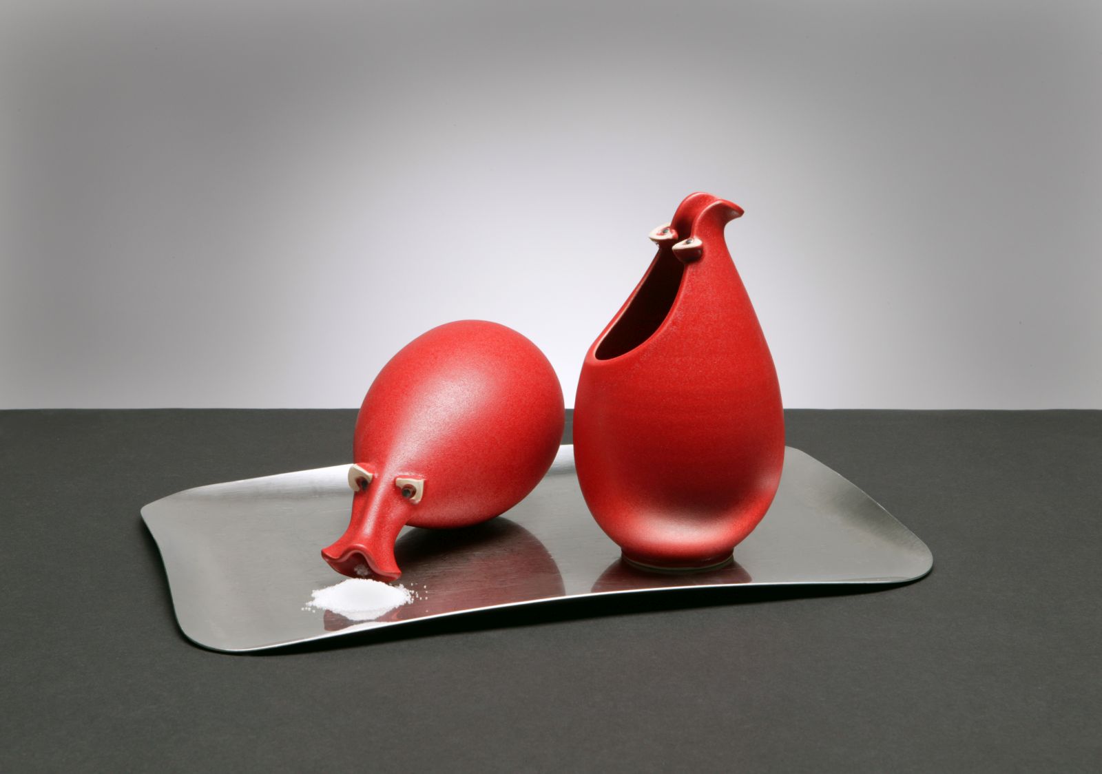 Milchkännchen Keramik  | Zuckerstreuer Keramik | Rüssler & Milchmädchen im Paar | Set | rot