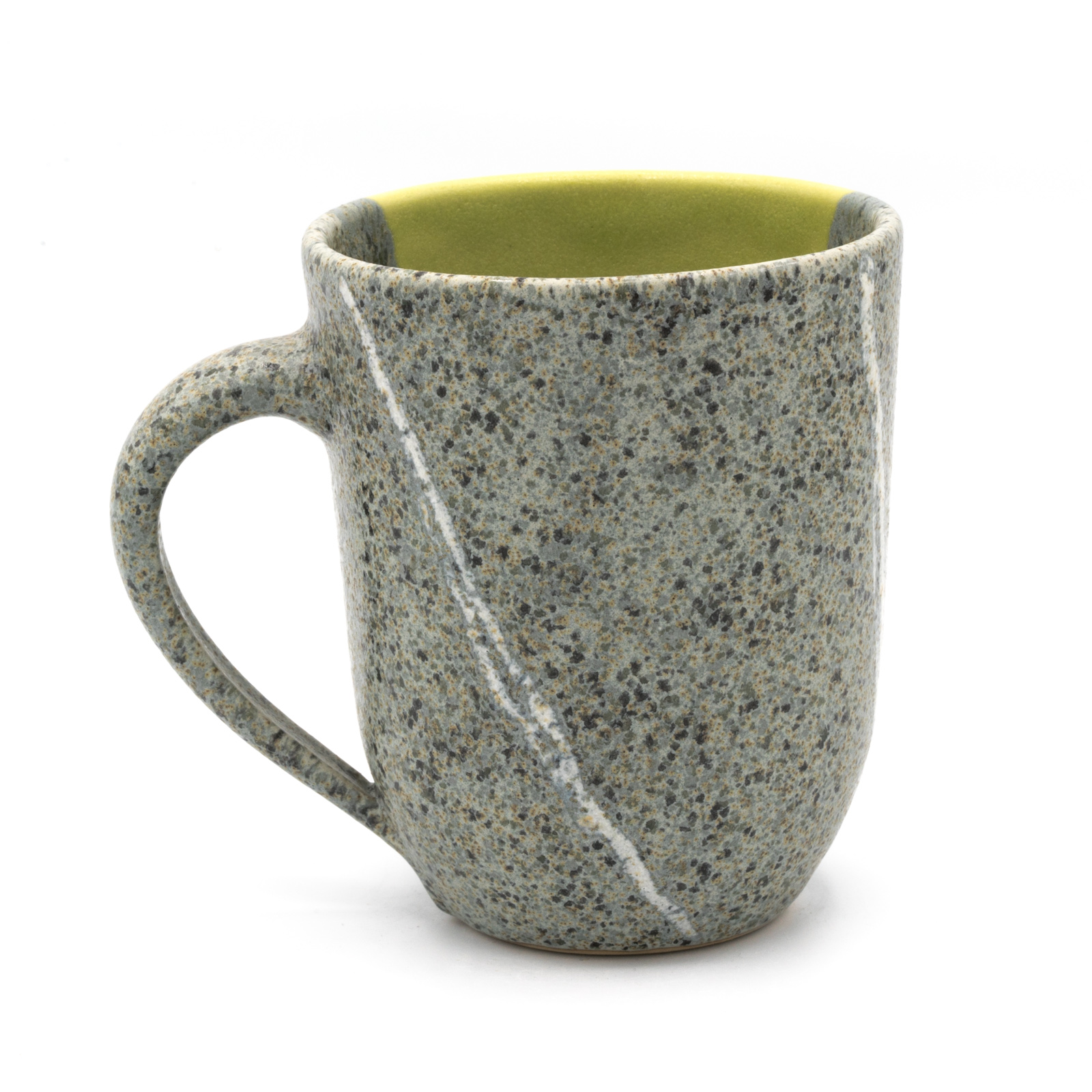 Kaffeebecher Keramik | Kaffeepott mit Rheinkiesel | maigrün