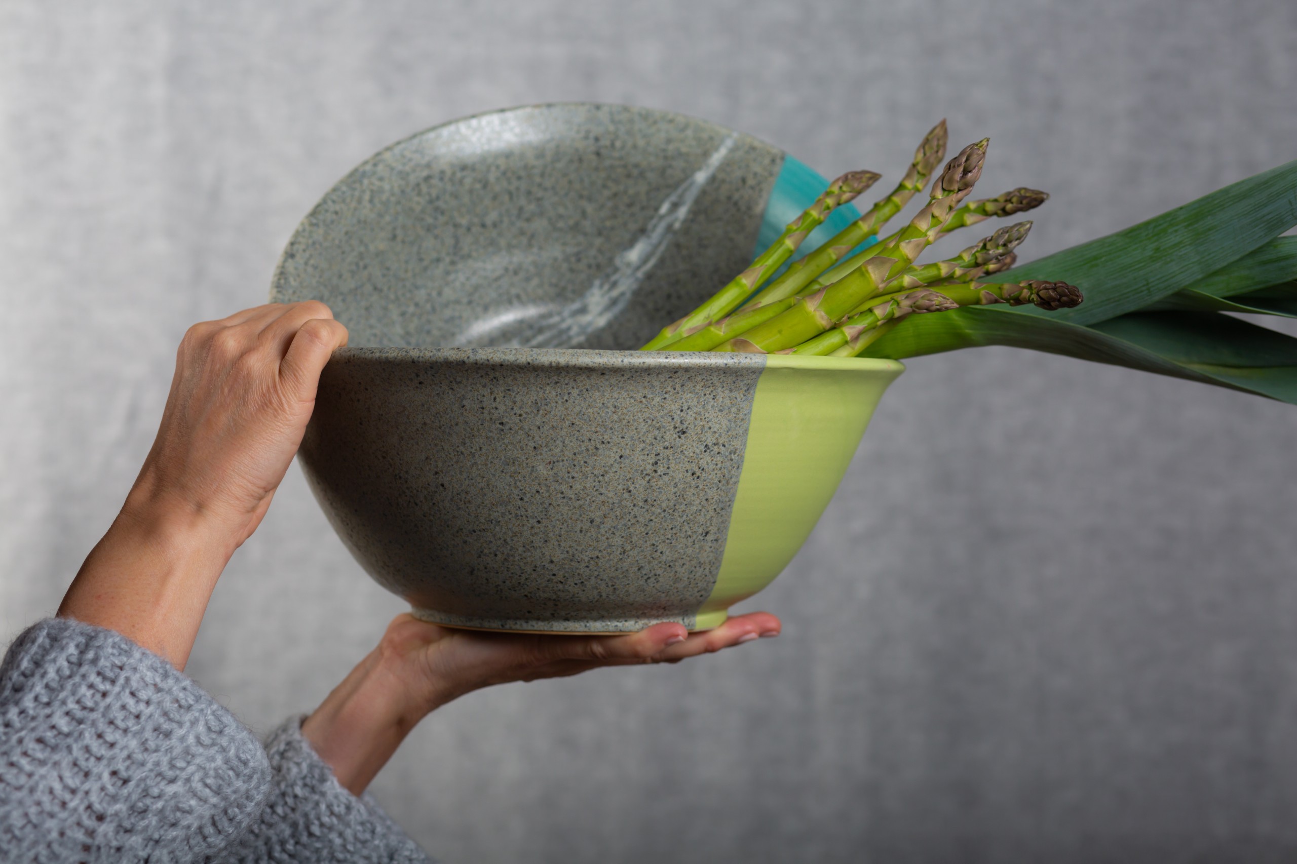 Salatschüssel Keramik | große Salatschüssel maigrün