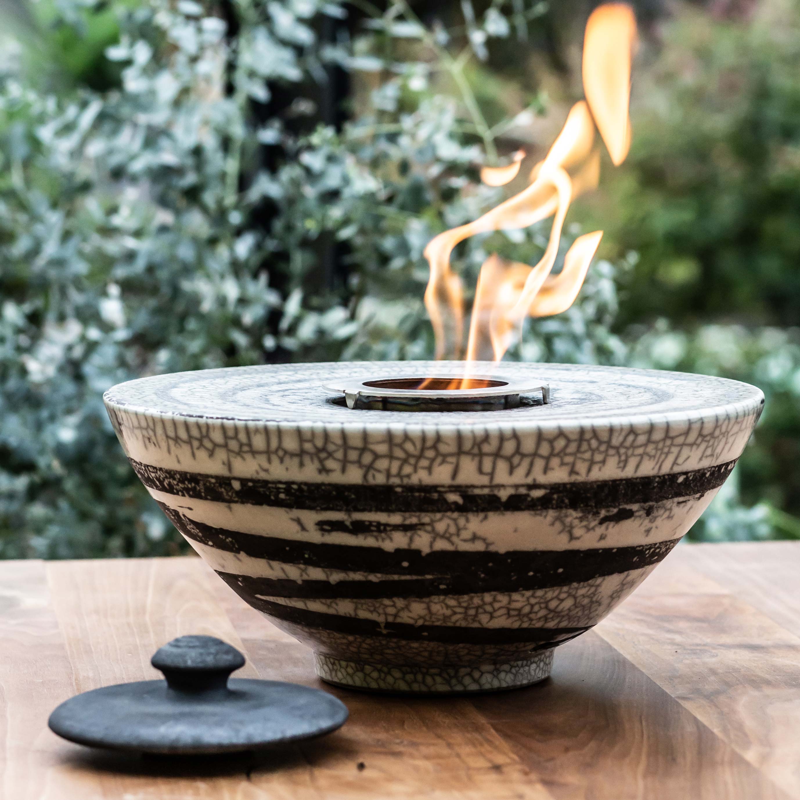 Feuerschale Keramik | Ethanol Brenner | Flammschale | weiß