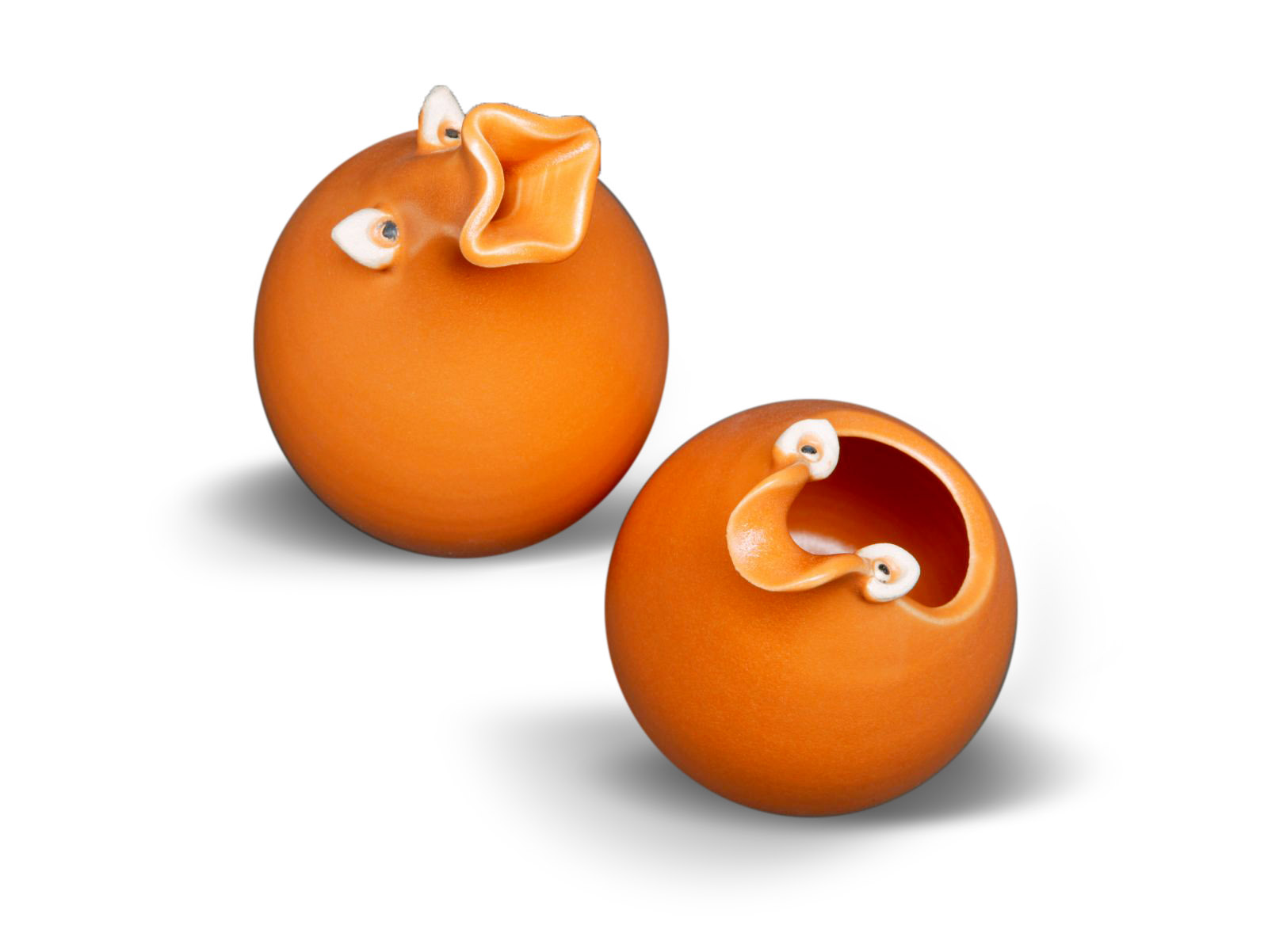 Milchkännchen Keramik  | Zuckerstreuer Keramik | Rüssler & Milchmädchen im Paar | Set | orange