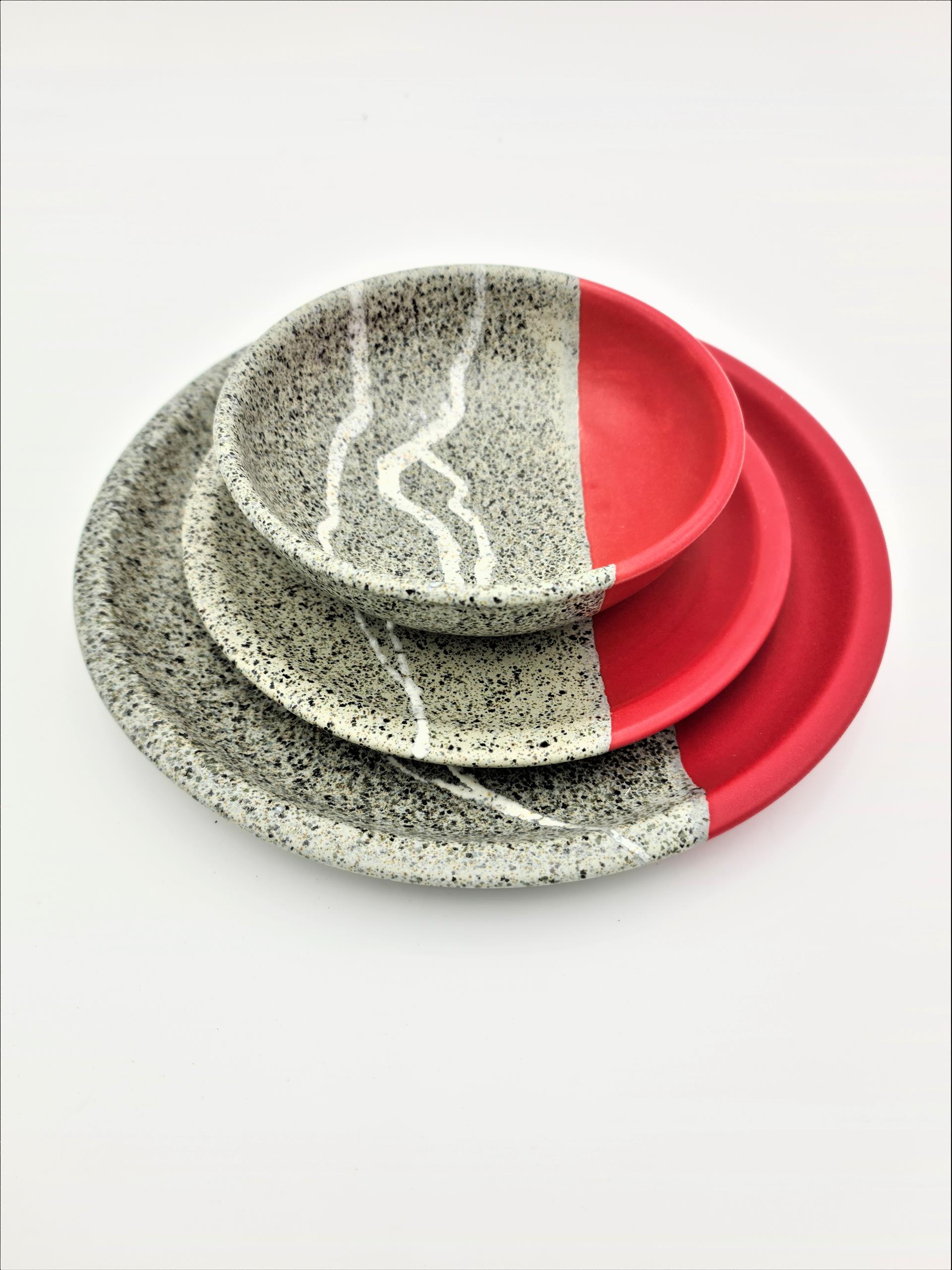 Keramik Geschirr Set | Hauptgangset | rot
