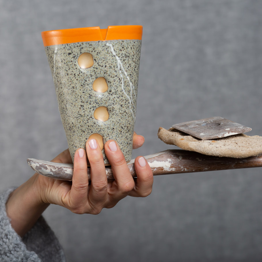Becher Keramik | Pfälzer 3 Einigkeit | Teebecher mit Unterteller und Teebeutelablage